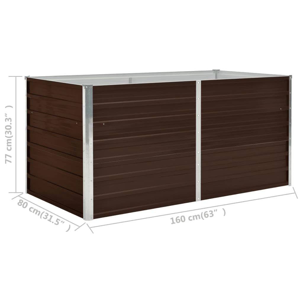 Myheimly Hochbeet Gartenbeet Frühbeet Pflanzbeet Kräuterbeet Gemüsebeet Blumenkasten Garten Pflanzkasten Pflanzenkübel Braun 160 x 80 x 77 cm Verzinkter Stahl