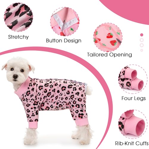 Image of Dog Surgery Recovery Suit for Small Dogs, 4-Legged Dog Onesie After Surgery with Back Snaps, Breathable Cotton Spay and Neuter Bodysuit for Female and Male Dogs