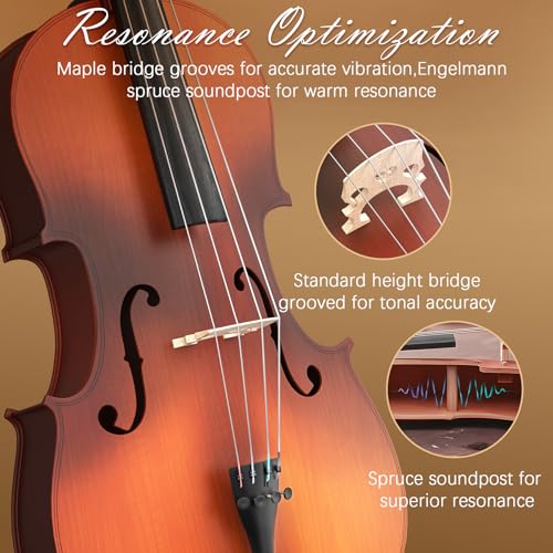 image for EPOFIT Full Size Cello Kit, Acoustic Cello Instrument for Adults,Stude