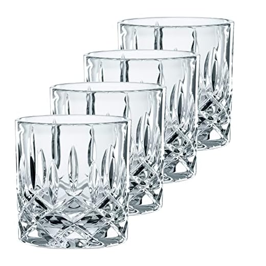 Nachtmann Brand Noblesse Collection, Single Old-Fashioned Glasses, Set of 4, Durable Crystal SOF Glass, Diamond Design, 245 ml/ 8.66-Ounce, Dishwasher Safe