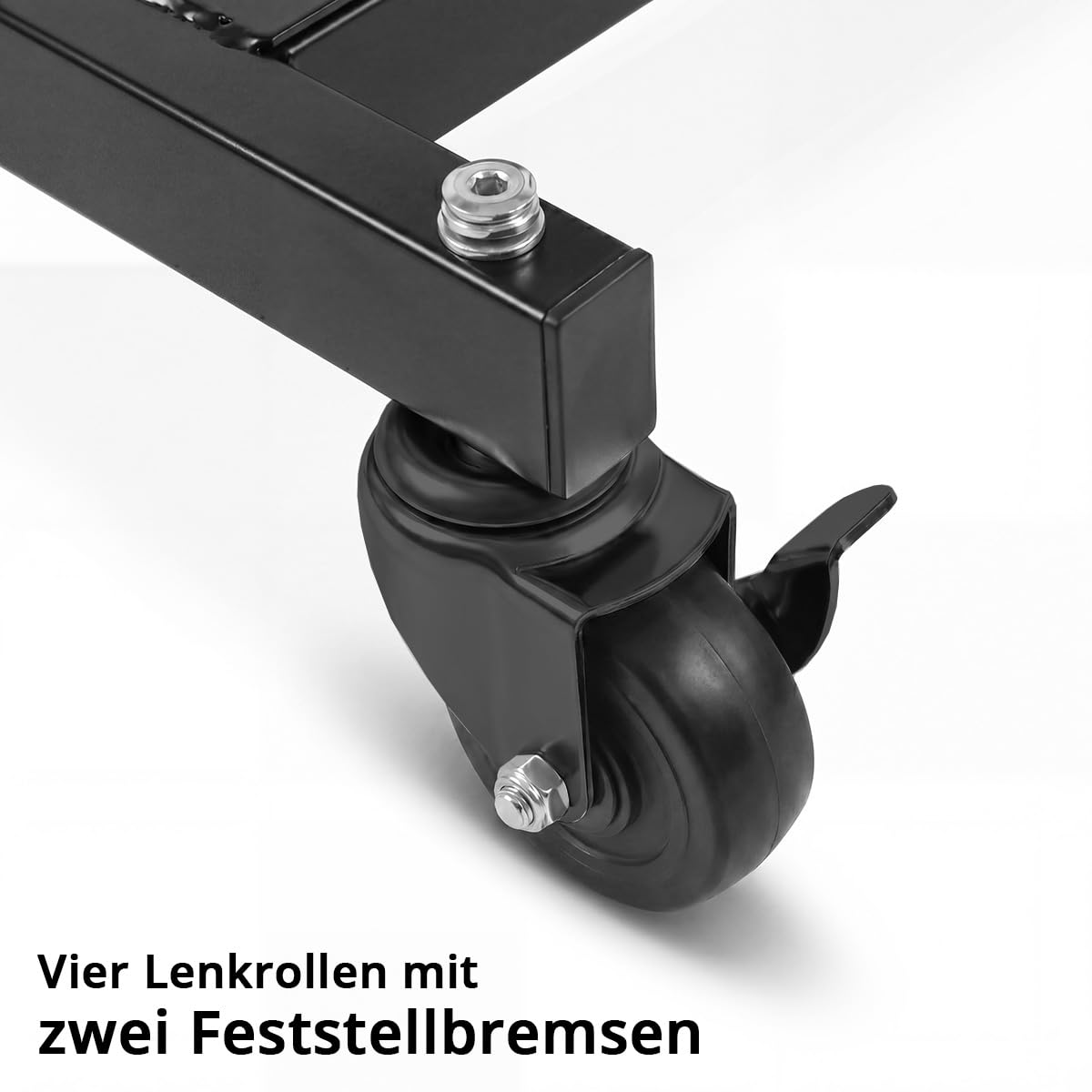 STAHLWERK Mesa de trabajo regulable en altura de 90 a 140 cm, capacidad de carga de 75 kg | Banco de trabajo móvil con 4 ruedas giratorias para garaje, taller y bricolaje