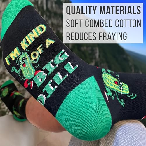 Mens Pickle Socks - I'm Kind of a Big Dill - Text printed on bottom of sock - Combed Cotton2