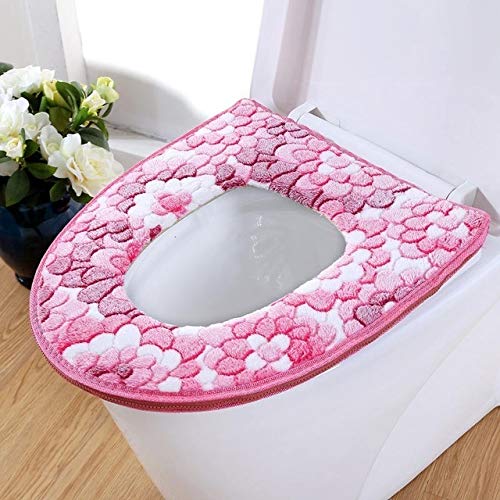 Thick Coral Velvet Toilet Seat Cover Zipper Style Bathroom Closestool