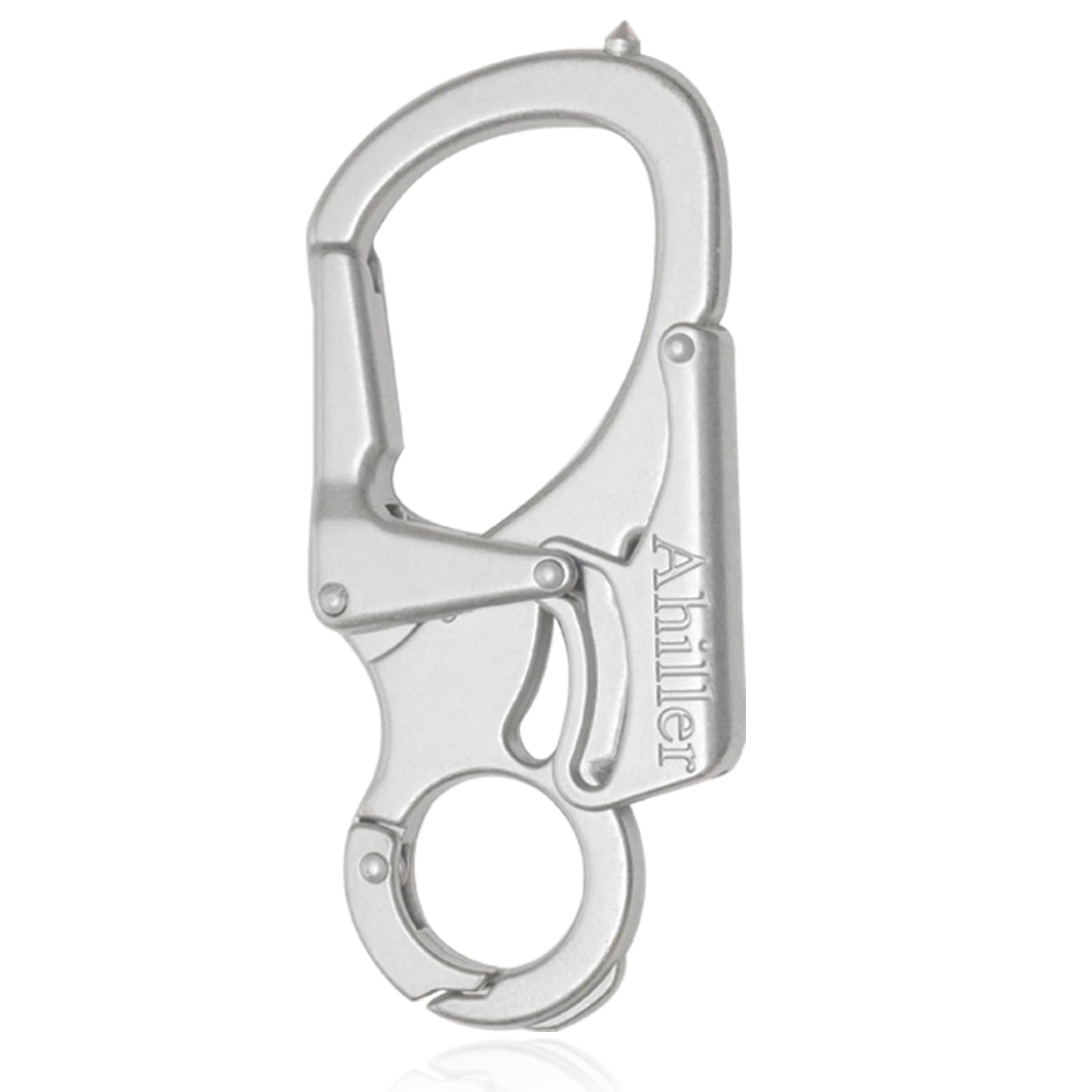 Ahiller Doppelverschluss-Karabiner, Schlüsselhaken Wolframstahl-Spitze | 8cm Zinklegierung-Schlüsselanhänger, herausfallgeschützter Karabinerclip für Auto, Camping & Alltag