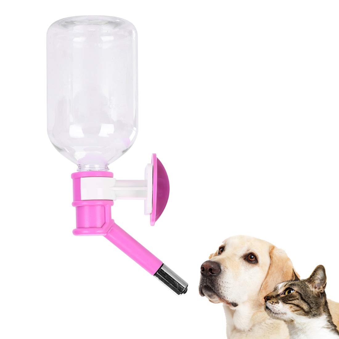 Pet Water Feeder Bottle Water Container Dispenser Dog Kennel Cage Hanging No-Drip Pet Water Drinking Bottle 500ml/17oz Puppies Crate Water Dispenser