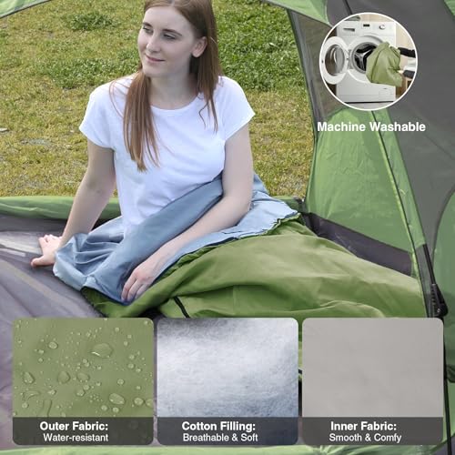 Saco de dormir REDCAMP ligero para clima cálido, portátil, compacto y resistente al agua - 75 pulgadas de largo x 33 pulgadas de ancho miniatura 4