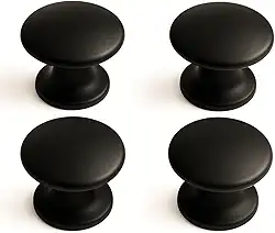 Kit 4 Puxadores Ponto Redondo Para Móveis Gaveta Armário (Preto Fosco)
