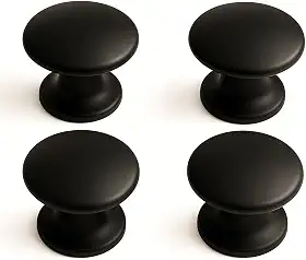 Kit 4 Puxadores Ponto Redondo Para Móveis Gaveta Armário (Preto Fosco)