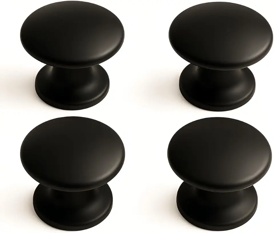 Kit 4 Puxadores Ponto Redondo Para Móveis Gaveta Armário (Preto Fosco)