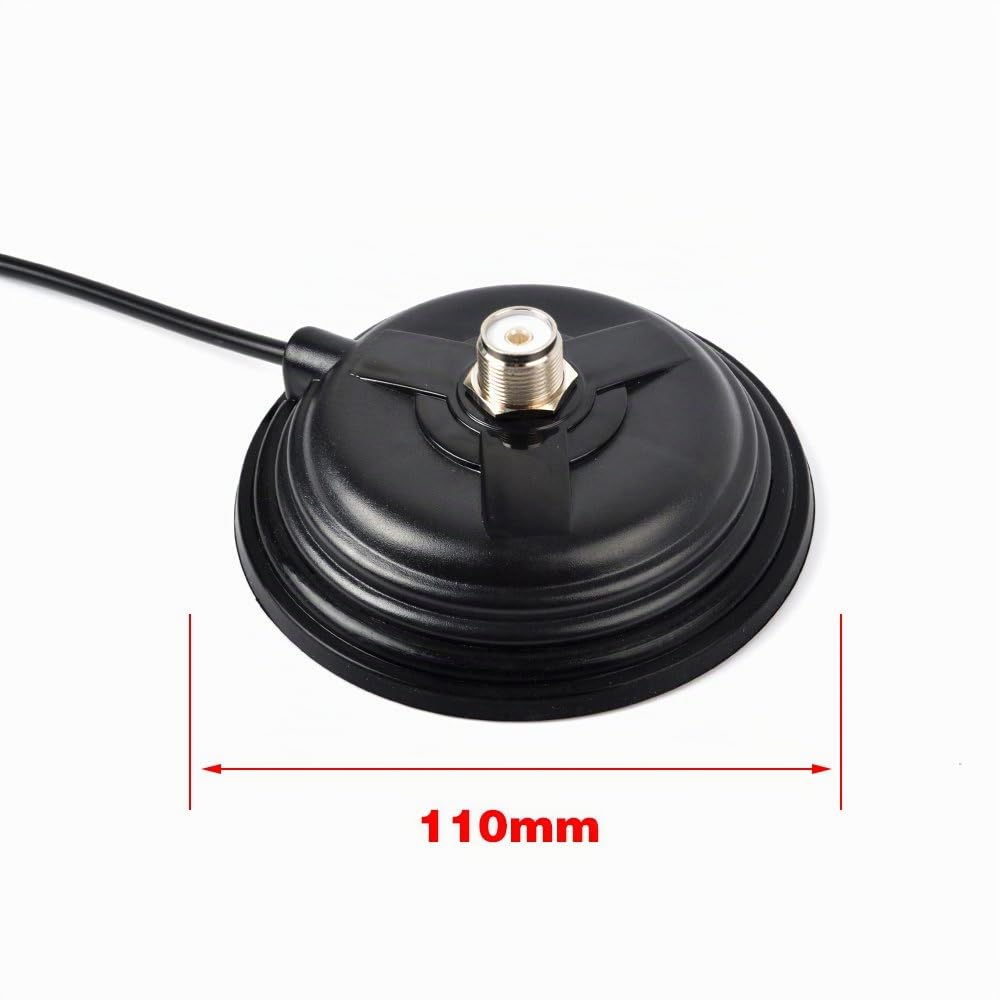 UAYESOK Base de Montaje magnético para Antena HF/VHF/UHF Base de 4,3 Pulgadas (110 mm) con Cable coaxial RG58 de 5 m (16,4 pies) Enchufe PL-259