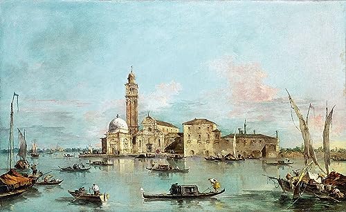 Pintura mural en lienzo de la Isla de San por Francesco Guardi, decoración vintage de 60x90cm