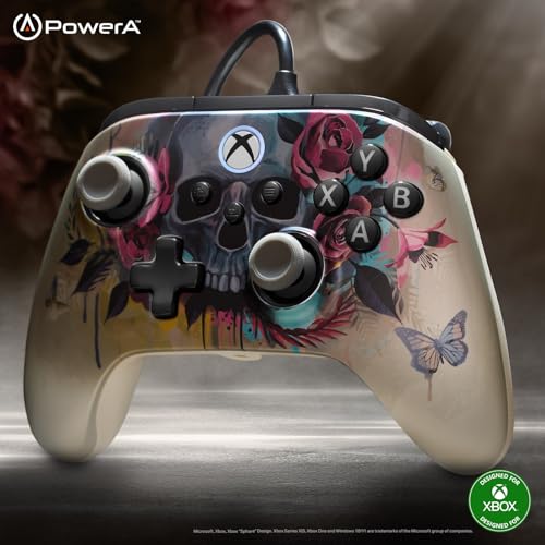 Image of PowerA Advantage Plus Wired Controller for Xbox Series X|S - Bloom & Gloom, officially licensed, adjustable height thumbsticks, hall effect, mappable buttons, works with Xbox One and Windows 10 /11 PC