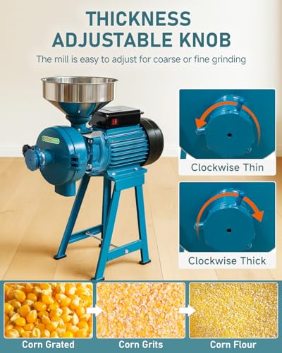 Image of NAIZEA Electric Grain Mill Grinder, 3000W Wet & Dry Corn Mill Grinders,Commercial Flour Mill Machine with Funnel, Feed Grinders for Corn, Wheat, Rice, Coffee, Cereals(Wet Dry Grinder)