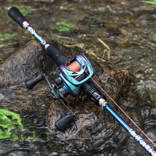 Sougayilang Baitcasting Fishing Combo, 2-section Colorful Poratble Light Weight Fishing Rod with Super Smooth Baitcaster Fishing Reel for Freshwater Saltwater-1.8Q-L - Image 9