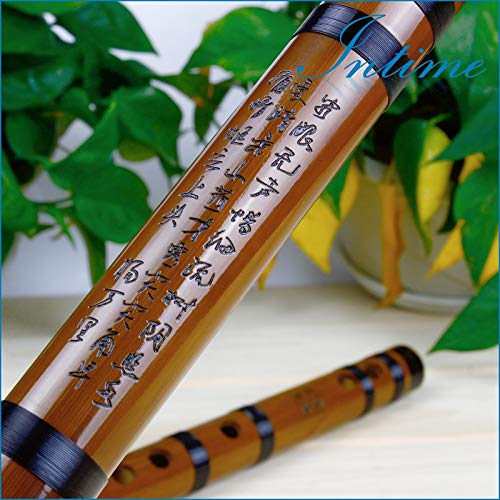 Flauta de bambú Hecha a Mano de Instrumento Musical Tradicional Chino de línea Negra