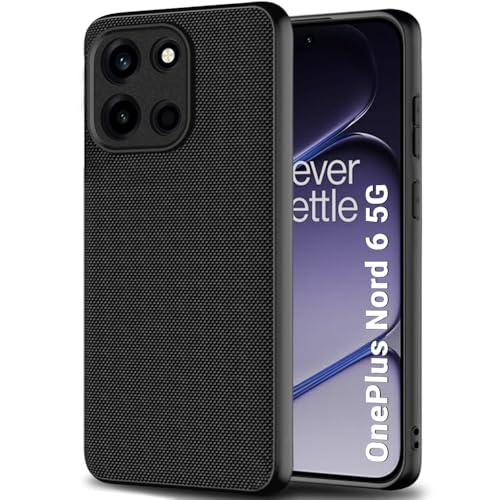 Image of TheGiftKart Back Cover Case for OnePlus Nord 6 5G | Slim & Lightweight | Ultra-Premium Design | Camera Protection Bump | Fabric Texture Case Cover (PC & TPU, Black)