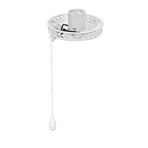 Aspen Creative 22001-21, One-Light Ceiling Fan Fitter Light Kit with Pull Chain, Painted White