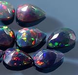10 x 12 mm etiopski czarny opal, 20 szt. kaboszon rzadki wysokiej jakości etiopski czarny opal, 20 szt. gruszka kaboszon etiopski opal kaboszon naturalny welo opal wielopalny luźny kamień szlachetny