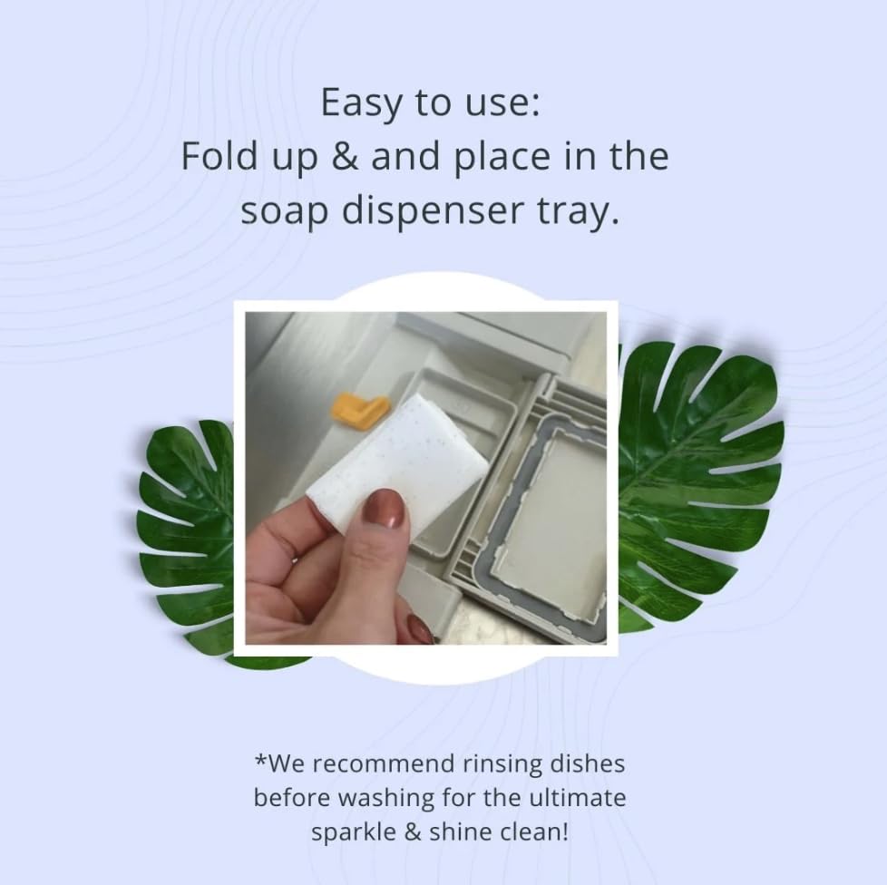 Image of Dishwasher detergent strips sheets unscented lightweight plastic free