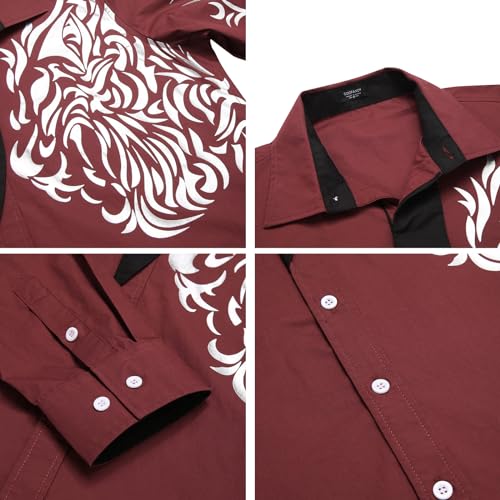 Image of COOFANDY Men's Print Button Down Dress Shirt Fashion Long Sleeve Casual Shirts