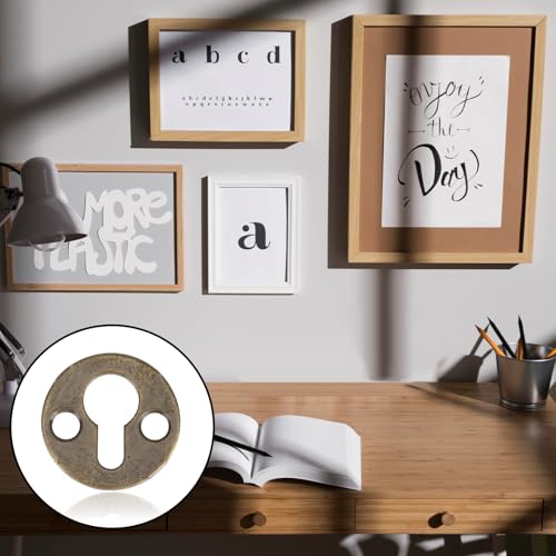 Image of 50pcs Round Keyhole Hangers 25mm / 1-inch Mortise Type Metal Keyhole Hanging Films Shelf Hangers Brackets Antique Bronze Picture Frame Hanging Plate with Screws
