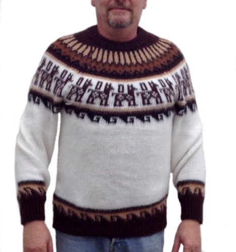 Pull moderne homme blanc et marron coupe soignée taille Medium