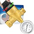 Renator RV Water Pressure Regulator for RV Camper. Brass Lead-Free Adjustable Water Pressure Regulator with Gauge for Camper Travel Trailer, Reducer Valve W Filter. M44-0660R.