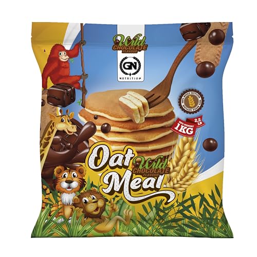 GN NUTRITION Harina de Avena 1 kg | Sabor WILD CHOCOLATE | Oatmeal Instantáneo | Alta en Fibra | Energía Duradera | Efecto Saciante
