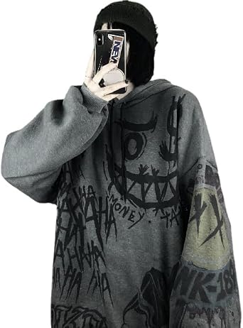 CYee Gothic Japanese Long Sleeve Hoodies Y2k Grunge Womens Oversize Sweatshirts Acubi Harajuku Drawstring Pullover Tops