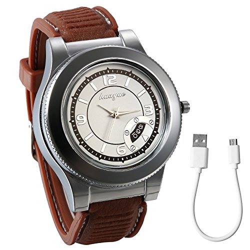 JewelryWe Pack of 2 Newest Men USB Electronic Rechargeable Windproof Flameless Cigarette Lighter Watch Novelty Windproof Black Brown