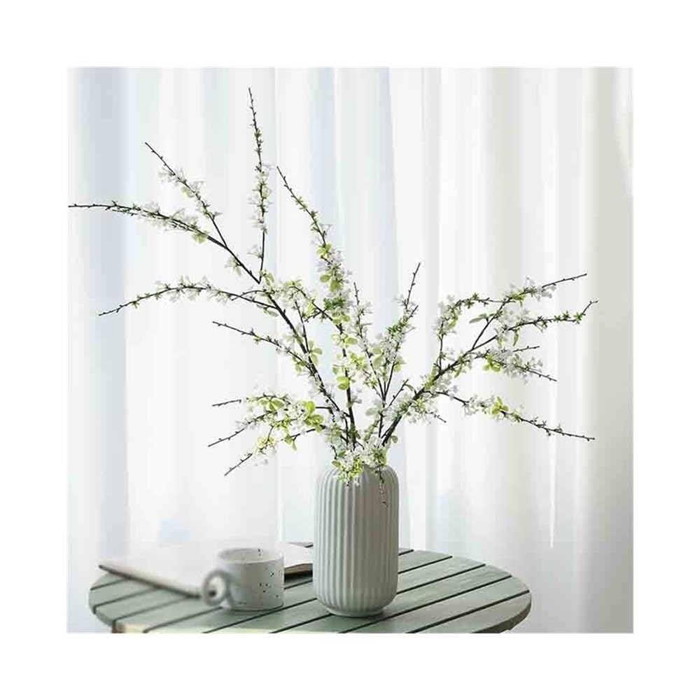 Kx9Lb8d Fake Flowers in Vase Snow Willow Branch Simulation Flower Green Plant Fake Arrangement with Vase Home Living Room for home decor