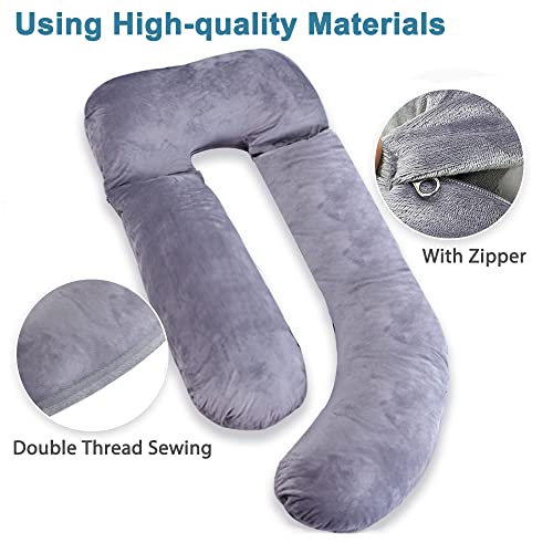 AS AWESLING 60 Inch Full Body Pillow Velvet Pillowcase, 60 Inch Detachable Pregnancy Pillows Cover - Image 3