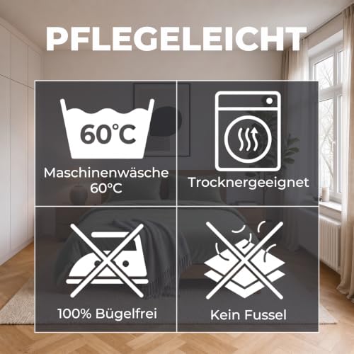 Soifox Winter Flanell Bettwäsche 135x200 4-teilig Salbeigrün 100% Polyester – Ansicht 5
