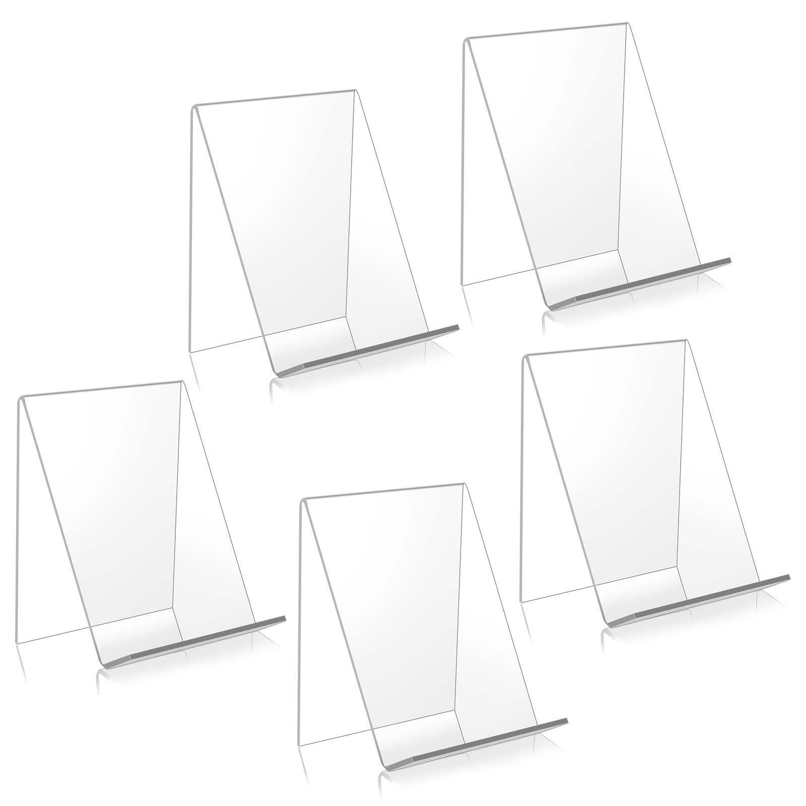 hicoosee 5-Piece Clear Acrylic Book Stand - Transparent Display Stand for Books, Notebooks, Picture Albums, Menu, Magazine