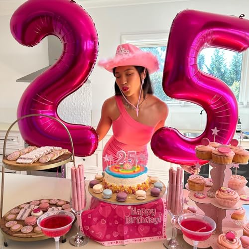 Image of Hot Pink Number 5 Balloon 40 Inch, 5th Birthday Party Decorations, Giant 5 Foil Balloon for Party Supplies