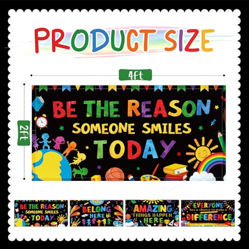 Image of ROCEEI Pack of 4 Fluorescent Light Covers for Ceiling Lights, 4 x 2 Ft, Magnetic Light Covers for Classroom Office Home School Ceiling Decor(Inspiring)