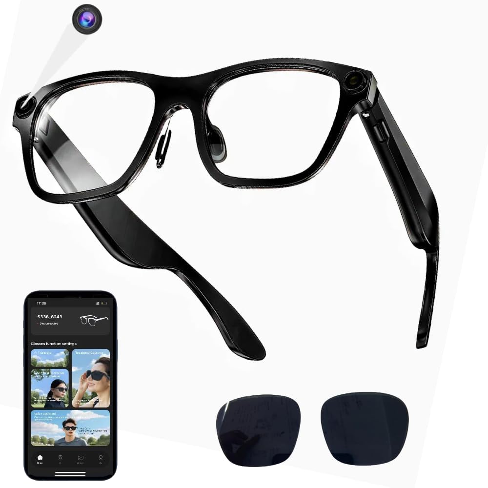 JK Vision Camera Glasses with AI Translation,1080P Translator Glasses with Camera,WiFi/Bluetooth,11 Languages Translation, with Black Lens-image-7