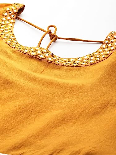 Image of ishin Women's Silk Embellished Yellow Anarkali Kurta