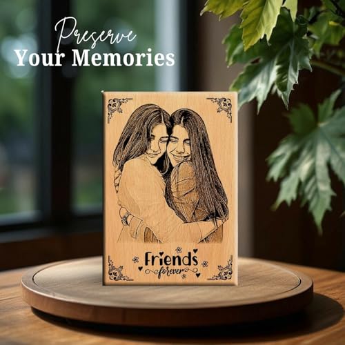 Image of Amazing gifts Rectangular Unique Friendship Day Gift - Personalize Engraved Wooden Plaque 6X4 Inches, Tabletop