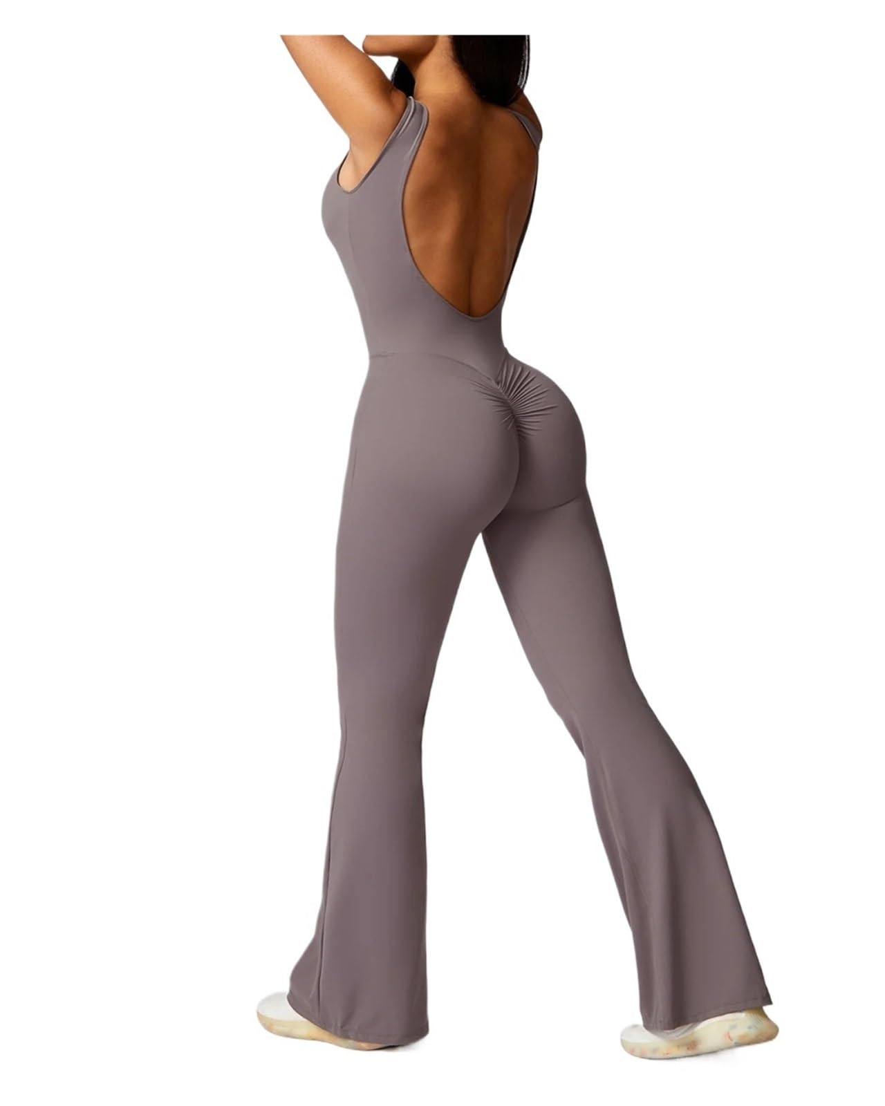 Combinaison de Yoga Une pièce Dos Nu ajourée for Femme, Combinaison de Sport sans Manches, de Fitness, d'entraînement, d'exercice, Moulante et évasée pour La Danse et L'entraînement
