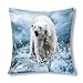 HZLM - Federa per cuscino con motivo orso polare, 45 x 45 cm, colore: Bianco