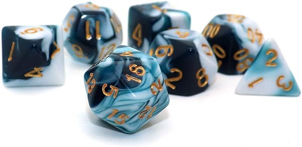 Set di dadi ciano e bianco per Dungeon e Dragons, D&D, dadi per giochi di ruolo, Set di dadi con D20 D12 D10 D9 D8 D6 D4 - 3