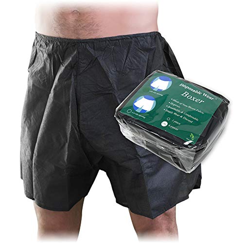 APPEARUS Disposable Men's Boxers – 18 Count Black Boxer Shorts – For Spa, Travel, Medical Use – Hygienic & Comfortable