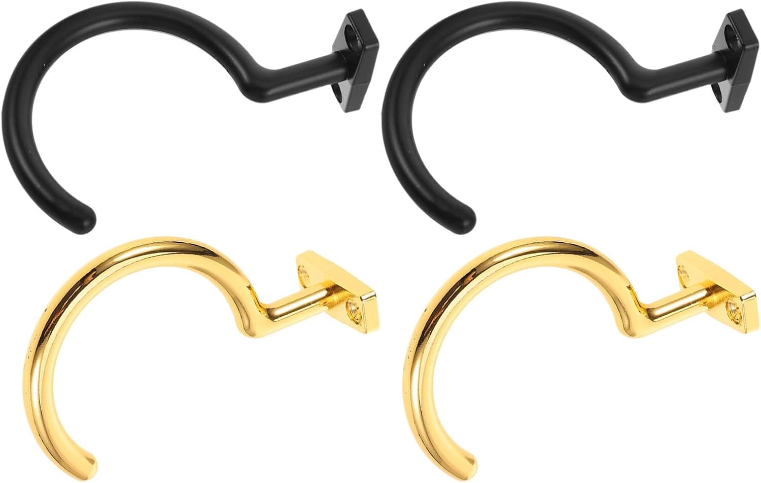 Milisten 4 Pieces Metal Pool Cue Holder Hooks with Triangle Rack Clips, Wall Mounted Billiard Table Side Cue Hangers in Gold and Black for Snooker and Pool Table Accessories