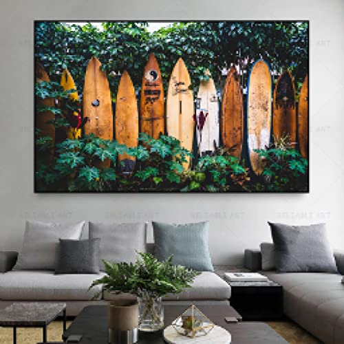 Póster de tabla de surf retro dsdsgog impreso en lienzo artístico sin marco de 40x60