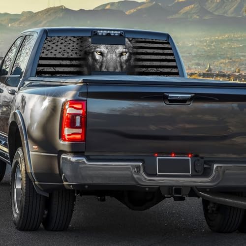 Image of Wolf American Flag Decal for Truck & Car (65x20in)