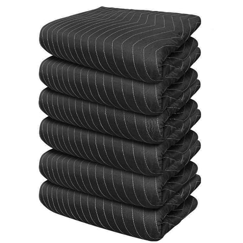 JourneyO 6 Padded Moving & Packing Blankets Heavy Duty - 80\" x 72\" Moving Blankets - Shipping Furniture Pads for Moving and Storage