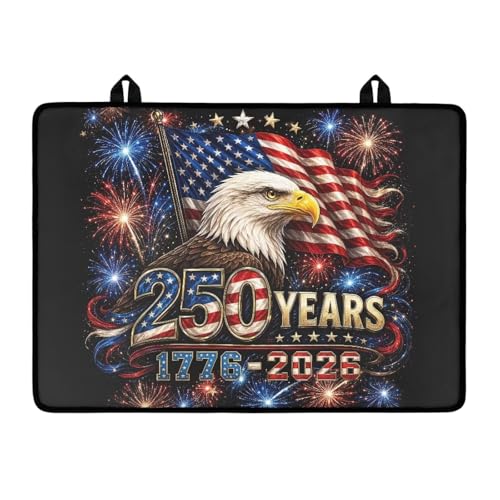 Image of Patriotic Stove Cover for Electric Stove, 4th of July Stove Top Dust Cover for Glass Top, Heat Resistant Rubber Cooktop Mat, 29.18 x 20.98 Inch, American Flag Eagle Firework