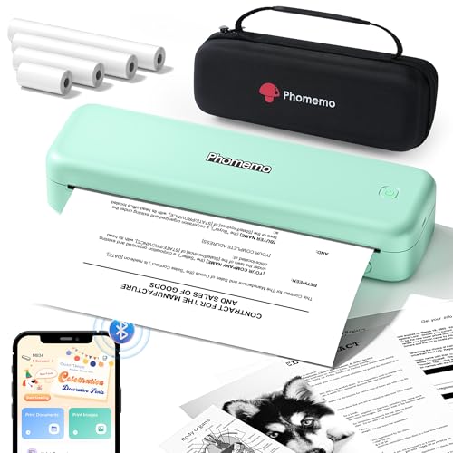 Phomemo M834 Imprimante Thermique A4, Imprimante Thermique sans Encre, Connexion Smartphone Via Bluetooth, Imprimantes Thermiques avec Mallette de Transport et 4...