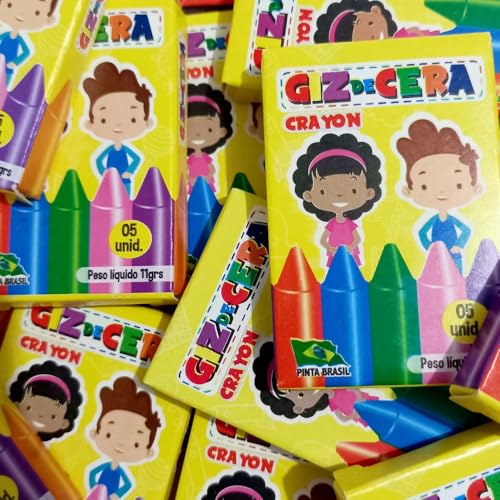 Kit Giz de Cera Colorido para Crianças - 20 Unidades, 5 Cores Sortidas, Mini Giz Infantil Ideal para Atividades Escolares e Lembrancinhas de Aniversário